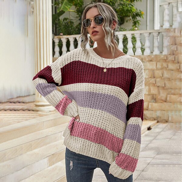 

Striped Drop Shoulder Sweater, Multicolor