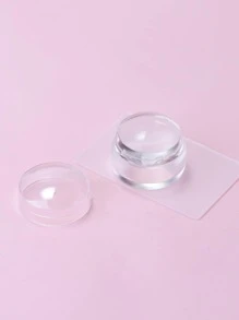 Hot 3.6cm Chessman Mini Transparent Nail Art Stamper With Silicone Head Plastic Handle Nail Art Tools - Clear - View 1