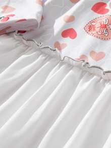 女孩心和櫻桃圖案荷葉邊娃娃裙 - 彩色 - 查看 4