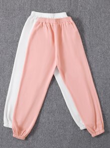 GlowEve 2pcs Solid Elastic Waist Thermal Joggers - Multicolor - View 2