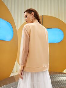 Taran Sudadera de cuello redondo con insertos de malla y caída de hombro - Albaricoque - Ver 2