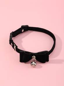 蝴蝶結細節寵物項圈 - 黑色 - 查看 1