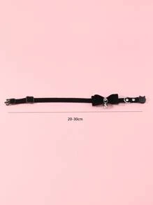 蝴蝶結細節寵物項圈 - 黑色 - 查看 3