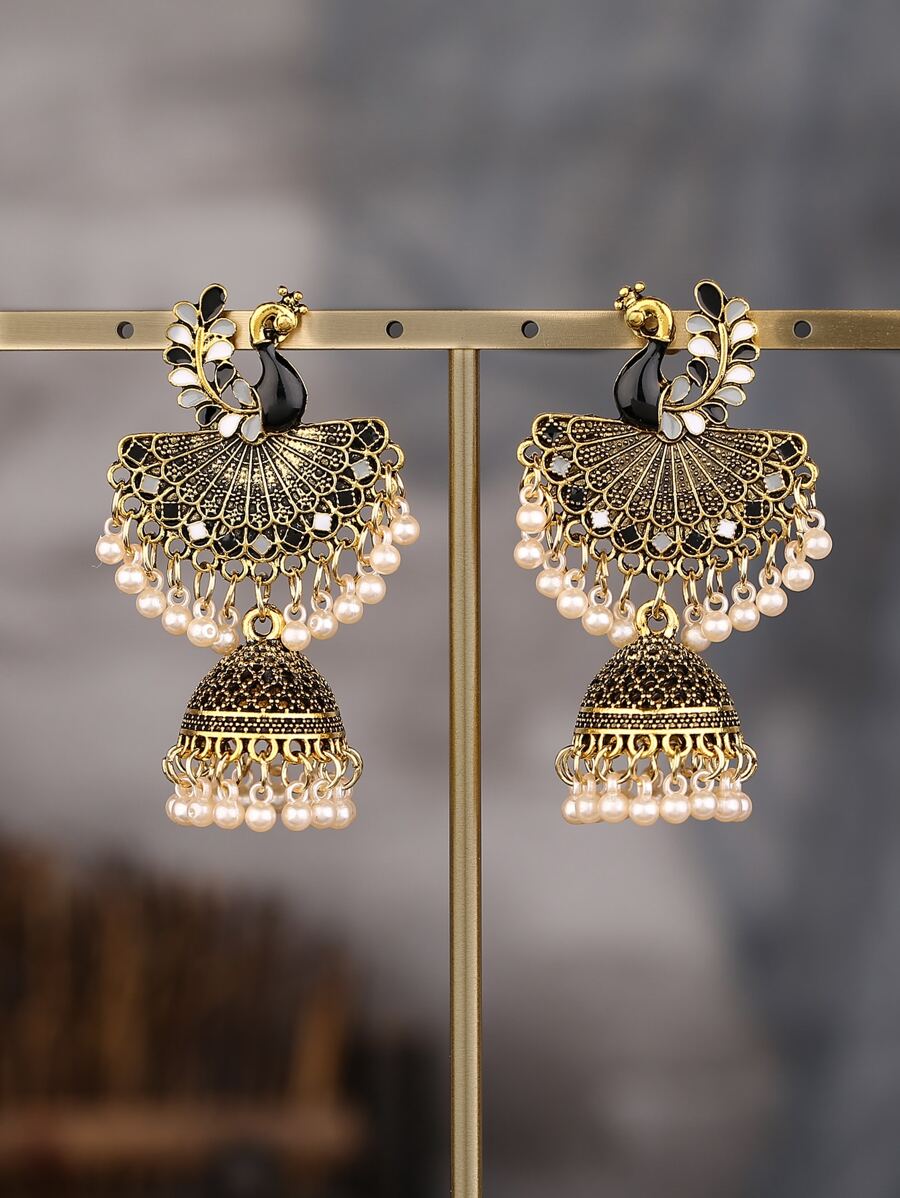 Earrings Peacock Design Drop Earrings - Multicolor - View 1