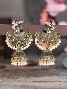 Earrings Peacock Design Drop Earrings - Multicolor - View 3