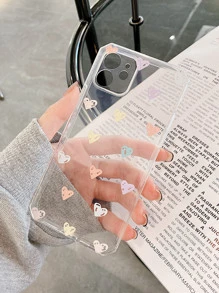 心型圖案透明手機殼相容於 Iphone 11、iphone 13、iphone 14 Pro Max - 無色 - 查看 5