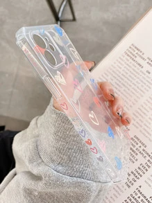 愛心圖案透明手機殼 - 無色 - 查看 2