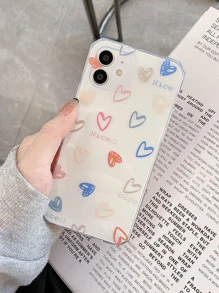 愛心圖案透明手機殼 - 無色 - 查看 3