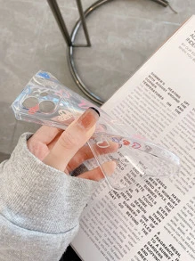 愛心圖案透明手機殼 - 無色 - 查看 4