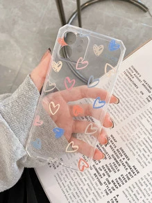 愛心圖案透明手機殼 - 無色 - 查看 5