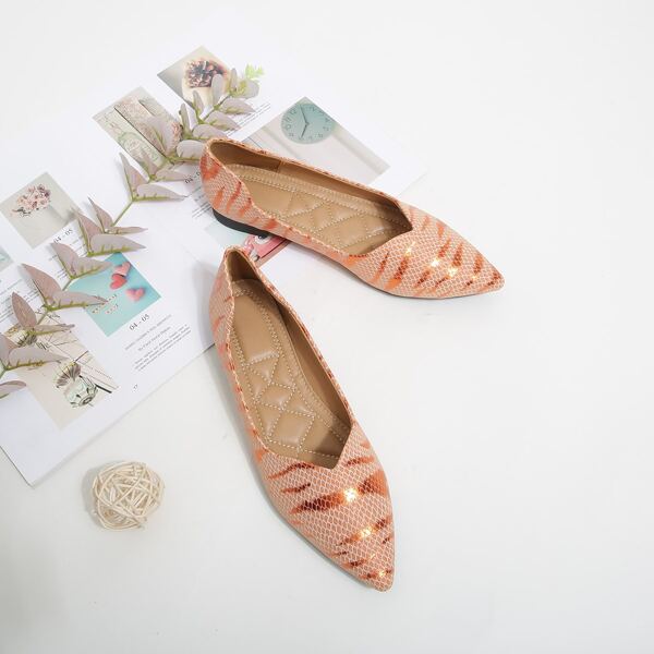 

Metallic Snakeskin Ballet Flats, Multicolor