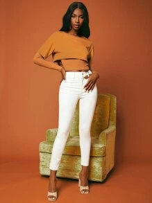 SHEINNeu 素色假兩件短款T恤