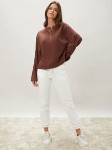 SHEIN Unity Camiseta poliéster reciclado amplio - Marrón Chocolate - Ver 5