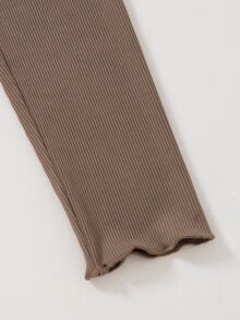 Lettuce Trim Bardot Bodysuit - Brown - View 4