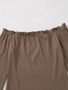 Lettuce Trim Bardot Bodysuit - Brown - View 5