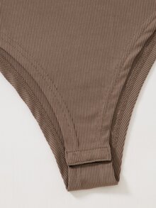 Lettuce Trim Bardot Bodysuit - Brown - View 6
