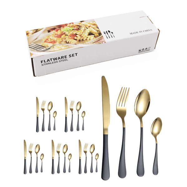 

24pcs Stainless Steel Cutlery Set, Multicolor
