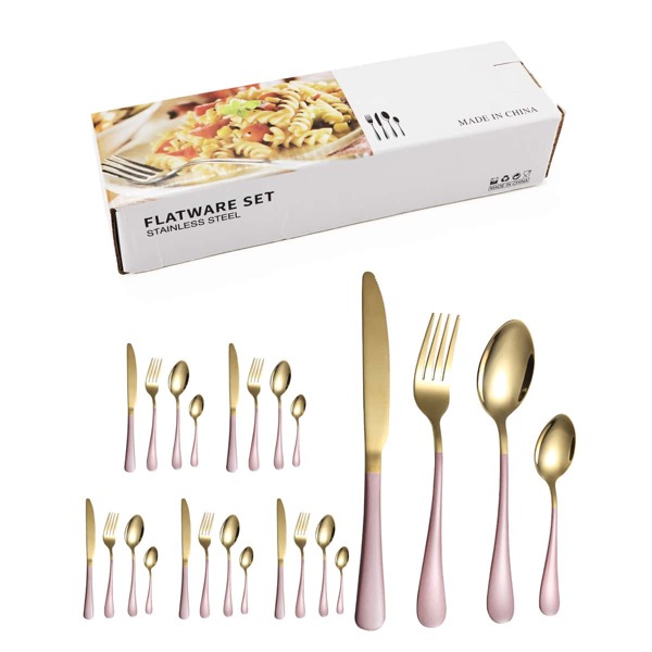 

24pcs Stainless Steel Cutlery Set, Multicolor