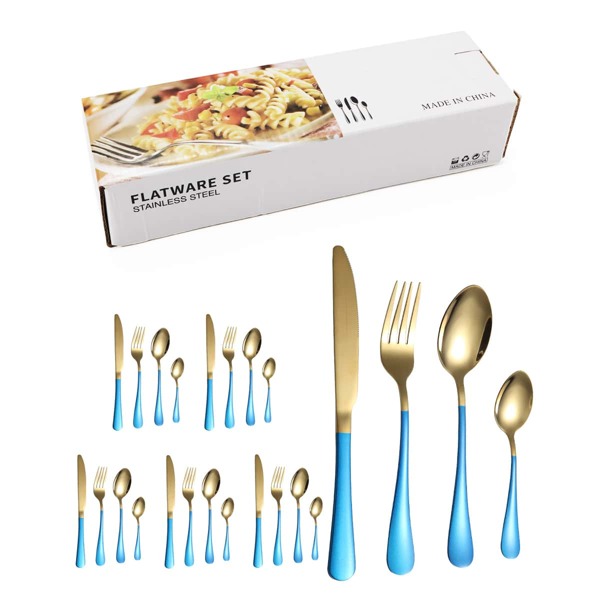 

24pcs Stainless Steel Cutlery Set, Multicolor