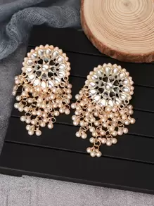 Boucles D'oreilles Pendantes Avec Pearl Tassel Decor