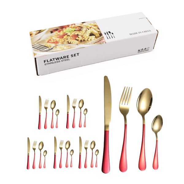 

24pcs Stainless Steel Cutlery Set, Multicolor