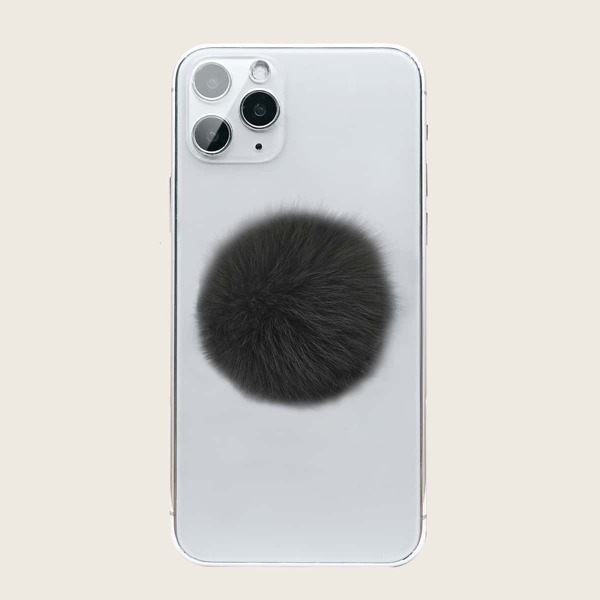 

Fluffy Pom Pom Stand-Out Phone Grip, Black