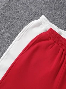 SHEIN Unity 2pcs Solid Elastic Waist Thermal Joggers - Multicolor - View 4