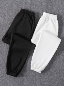 SHEIN Unity 2 piezas Pantalones deportivos unicolor de cintura elástica térmico - Multicolor - Ver 4