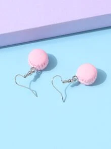 女孩馬卡龍吊墜耳墜 - 粉色 - 查看 2