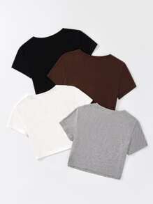 Chiquease Áo thun nữ màu trơn Giải trí - Nhiều màu - Xem 2