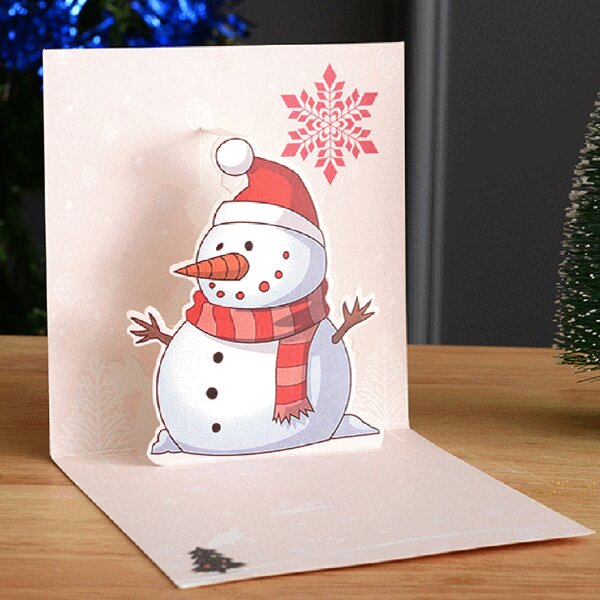 

2pcs 3D Christmas Greeting Card, Multicolor