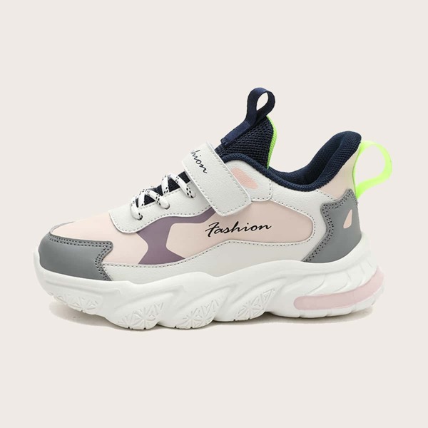 

Girls Colorblock Letter Graphic Running Shoes, Pink