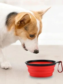 1pc Random Color Pet Travel Bowl, Portable & Foldable Dog Food Bowl - Multicolor - View 2