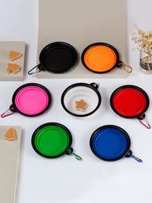 1pc Random Color Pet Travel Bowl, Portable & Foldable Dog Food Bowl - Multicolor - View 7