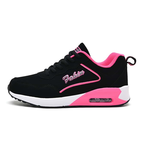 

Colorblock Letter Graphic Air Cushion Sneakers, Hot pink