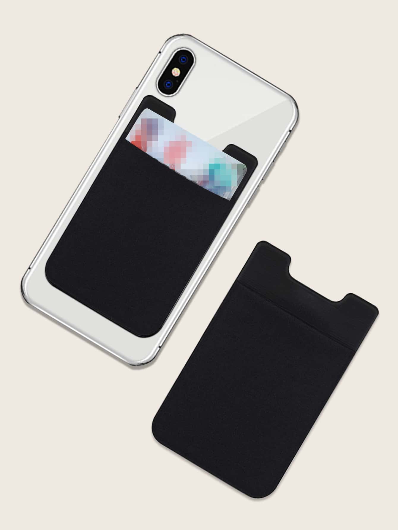 Minimalist Adhesive Card Holder Bag - Black - View 1