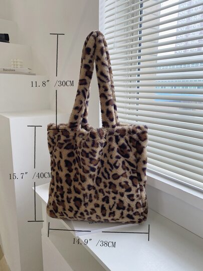 Fuzzy, Soft, Plush, Fluffy Leopard Fluffy Tote Bag For Girls, Women, College Students, Rookies & White-Collar Workers For Work, Office, Commute, For Autumn & Winter, Warm Winter, Outdoors, Leopard Print Bag, New Autumn And Winter Women Bag, Best Fall Purse, Perfectly Matching With Fall Outfits Women Fall Clothes For Women, Fall Winter Fashionable Cheetah Print Purse For Women, New Fall Winter Tiger Print Bag For Women, New Arrival Fur Bag For Women , Leopard Cheetah Print