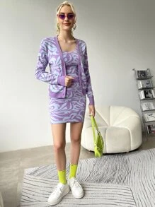 SHEIN EZwear Grafisk Elegant Sweater Kjol