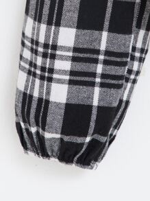 SHEIN Unity 格紋金屬圓環拉鍊挖肩襯衫 - 黑與白 - 查看 4