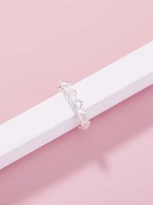 1 pieza anillo con diseño de abertura de corazón - Plateado - Ver 4