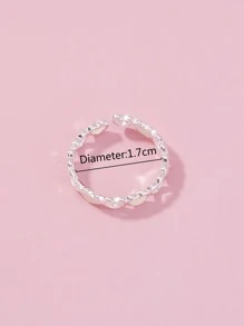 1 pieza anillo con diseño de abertura de corazón - Plateado - Ver 3