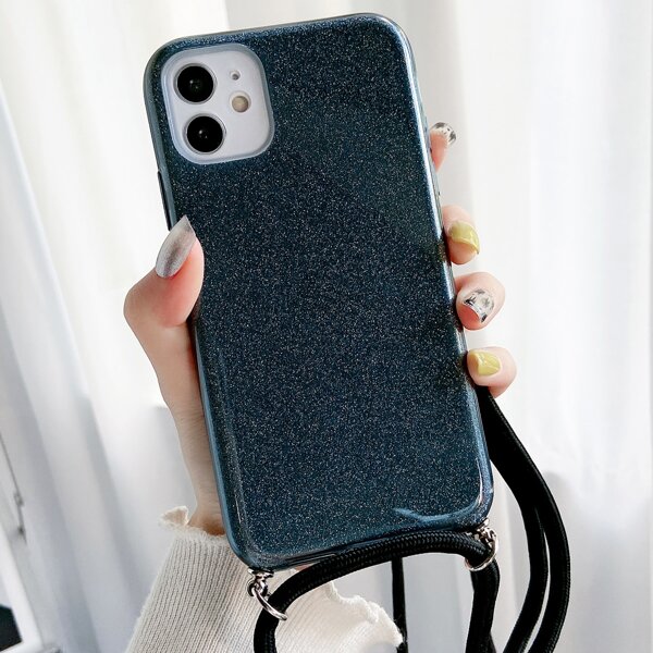 

Glitter Phone Case With Lanyard, Black