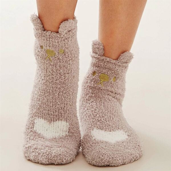 

Heart Pattern Fuzzy Socks, Multicolor