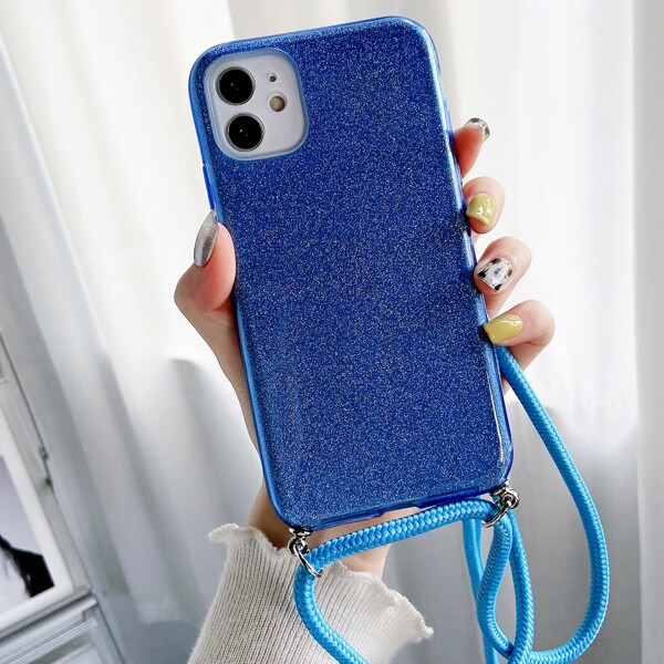 

Glitter Phone Case With Lanyard, Blue