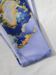 SHEIN Swim Summer Beach 3packs Marble Print Micro Triangle Bikini & Beach Skirt - Multicolor - View 4