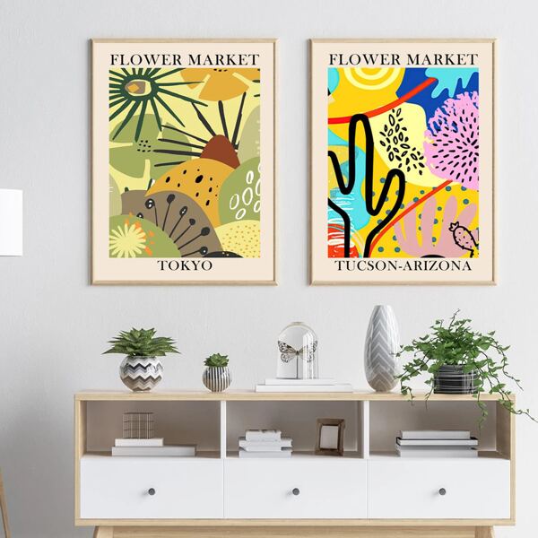 

2pcs Abstract Pattern Unframed Painting, Multicolor