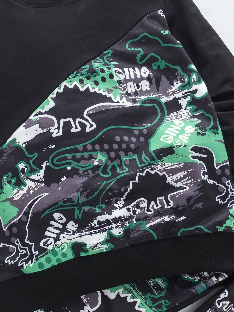 Toddler Boys Letter And Dinosaur Print Pullover & Sweatpants - Multicolor - View 4
