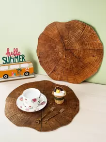 1入組木紋塑料絕緣餐墊樹樁設計家用防滑桌墊 - 棕色 - 查看 8