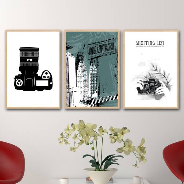 

3pcs Mixed Pattern Unframed Painting, Multicolor