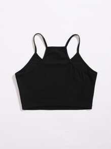 SHEIN Unity 骷髅圖案吊帶短上衣 - 黑色 - 查看 2